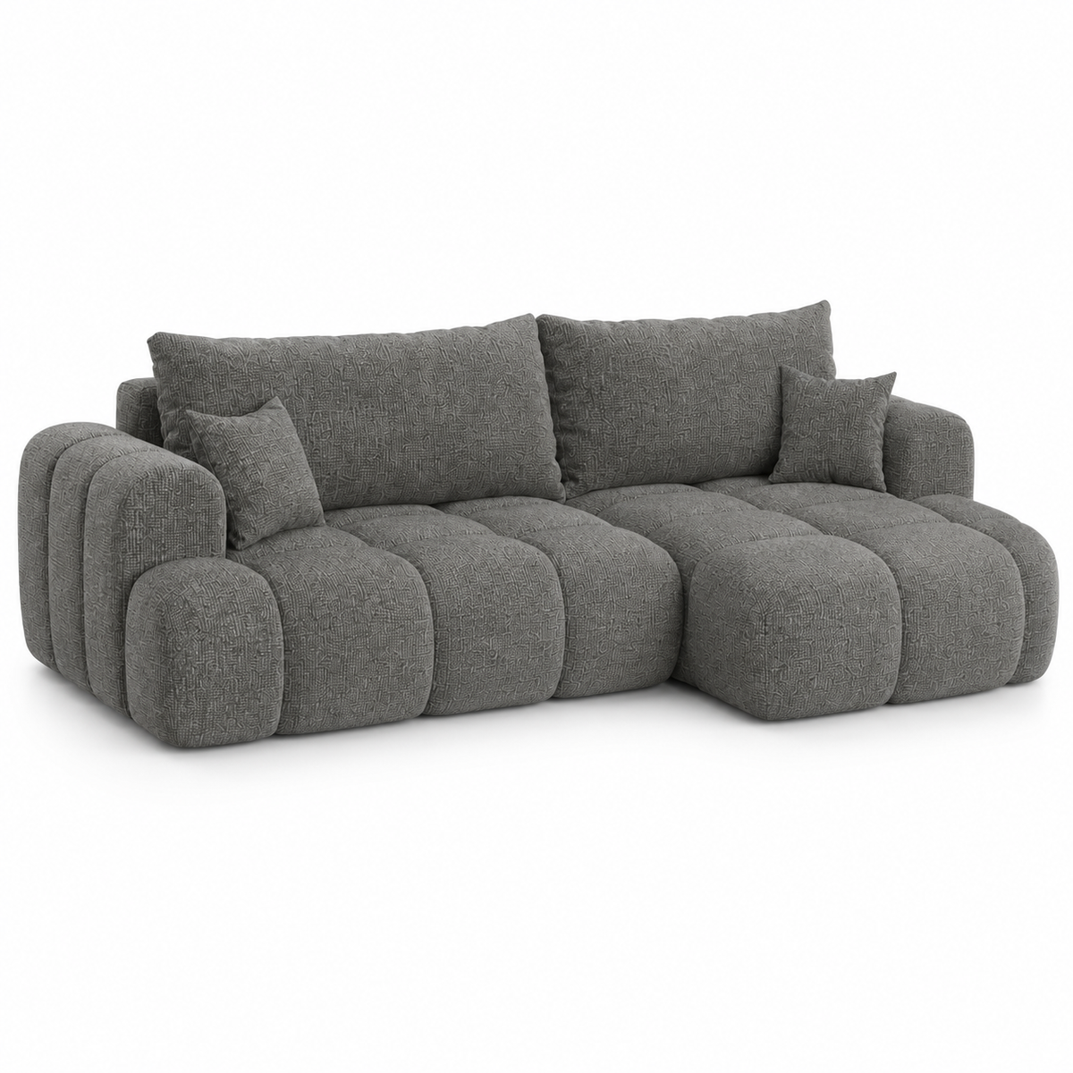 Ecksofa TREVIO L-Form mit Schlaffunktion und Bettkasten, Wolken-Design - Dunkelgrau, Stoff Cremona 93