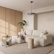 Ecksofa TREVIO L-Form mit Schlaffunktion und Bettkasten, Wolken-Design - Beige, Stoff Cremona 14