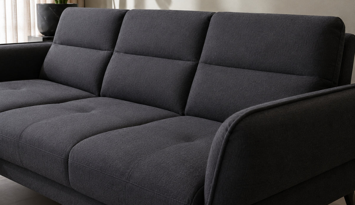 Modernes Ecksofa CAMPINA MINI – verschiebbare Rückenlehne, optional elektrisch 288x170 cm - Schwarz (Bubble 17)