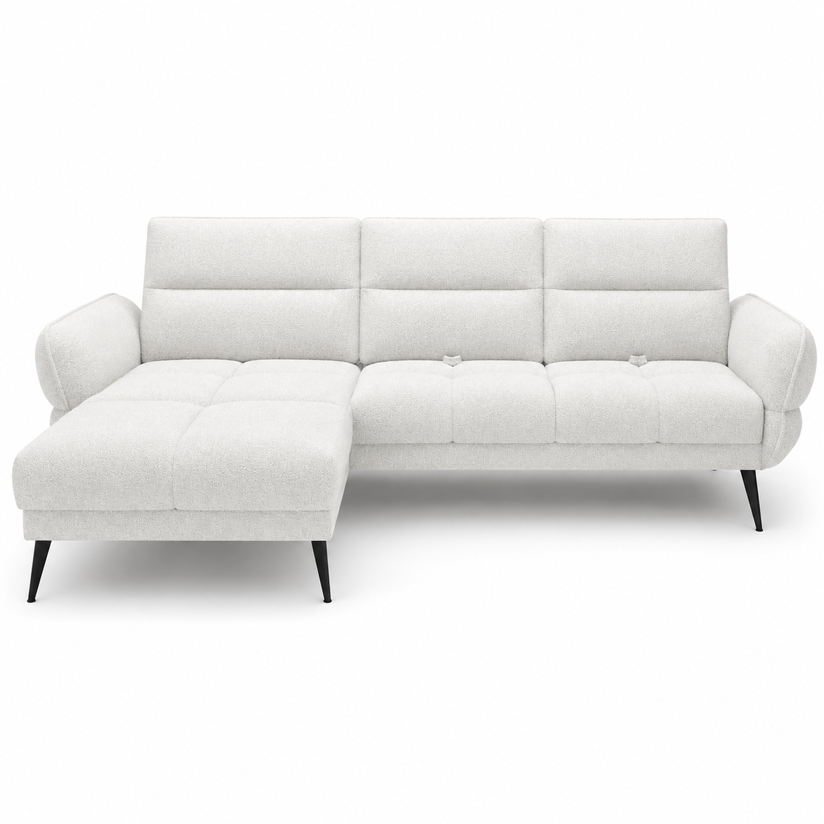Modernes Ecksofa CAMPINA MINI – verschiebbare Rückenlehne, optional elektrisch 288x170 cm - Weiß (Bubble 1)