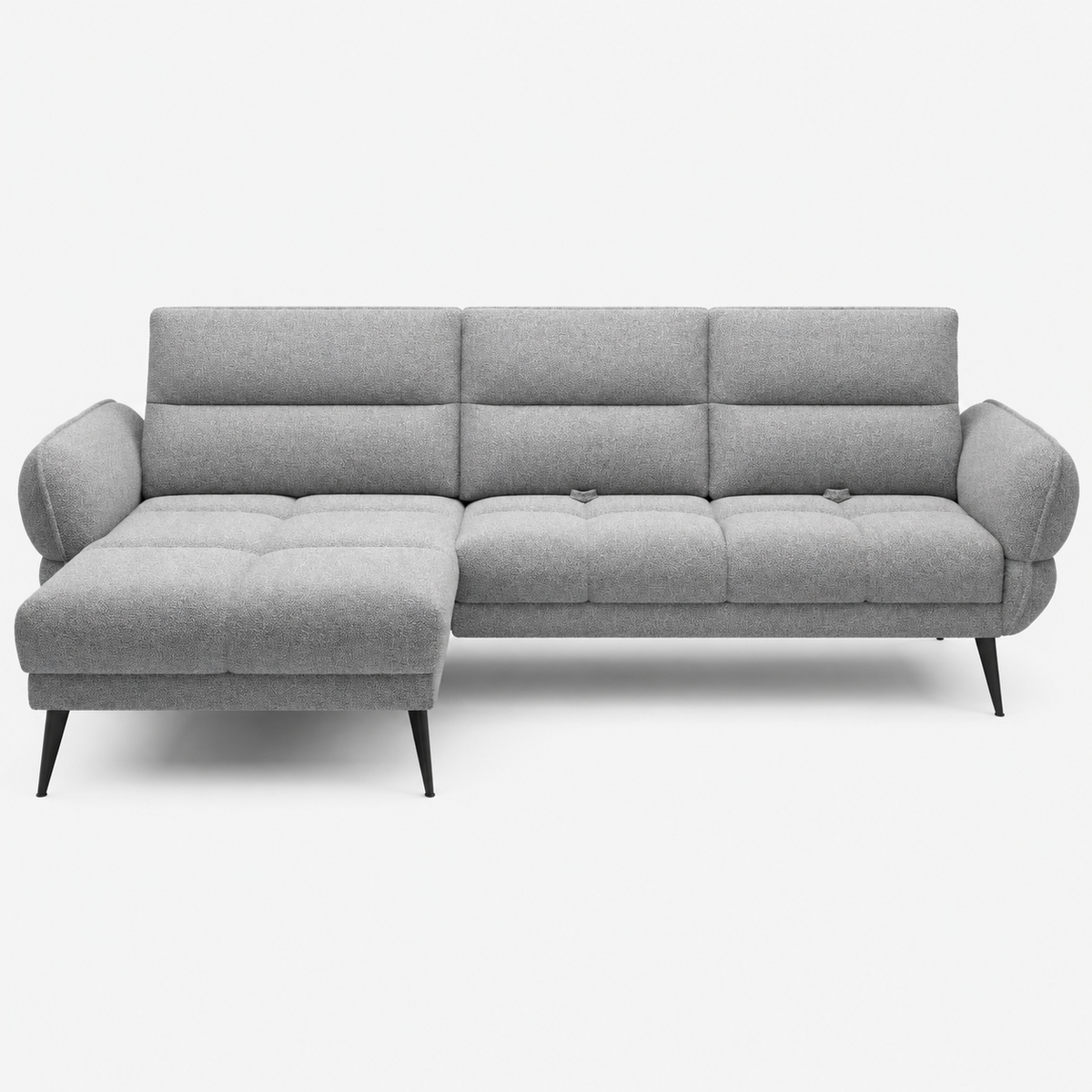 Modernes Ecksofa CAMPINA MINI – verschiebbare Rückenlehne, optional elektrisch 288x170 cm - Grau (Bubble 6)