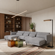 Ecksofa DANI U – Großes Familiensofa in U-Form, bequeme Couch für Wohnzimmer mit Cordstoff POSO, Grau Poso 55