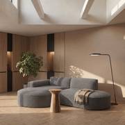 PARMA STUDIO Ecksofa 236 cm – Weiches Bouclé-Design für kleine, stilvolle Räume - Grau (Loop 18)