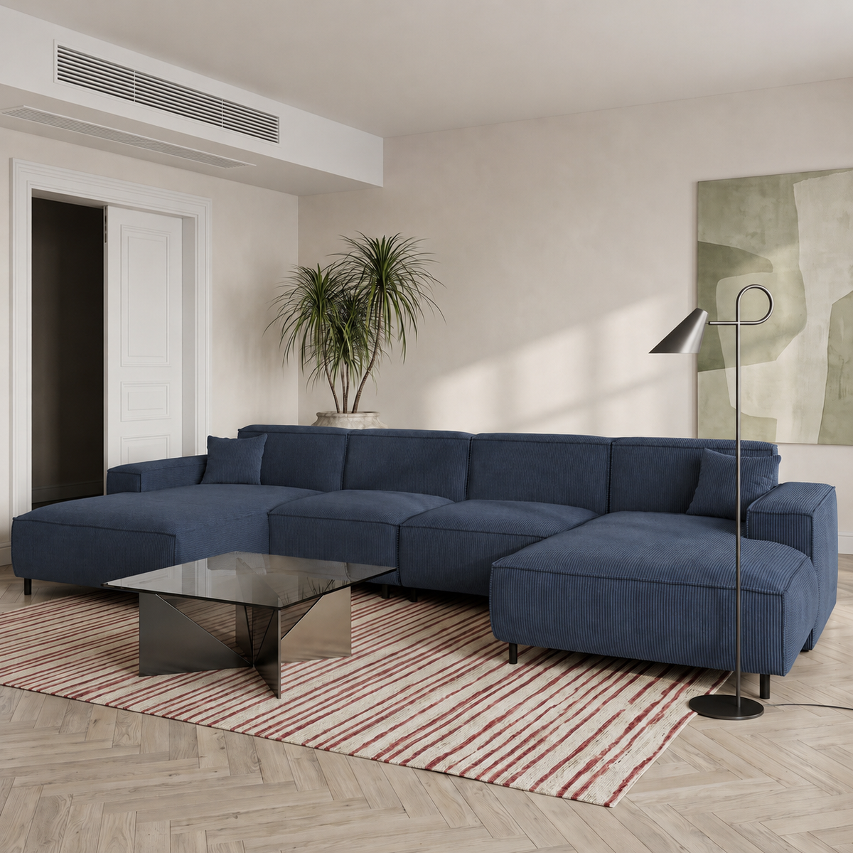 LUGA U HILLS Ecksofa in Dunkelblau, Scala