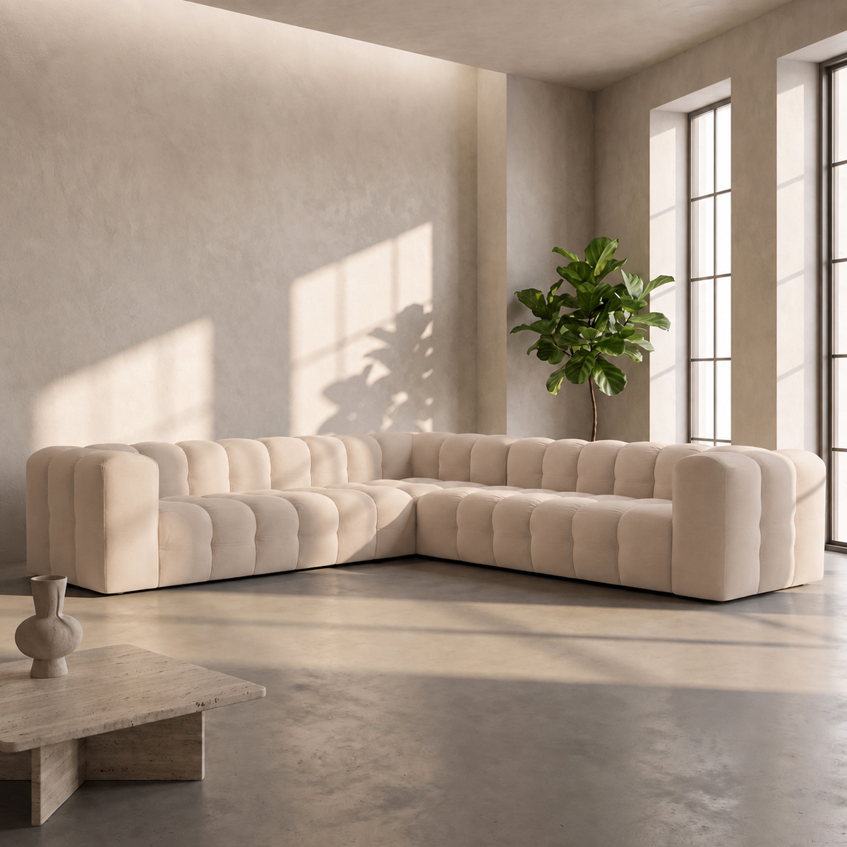 BALOO CORNER Ecksofa 300x300 cm, Tiffany 02, Beige