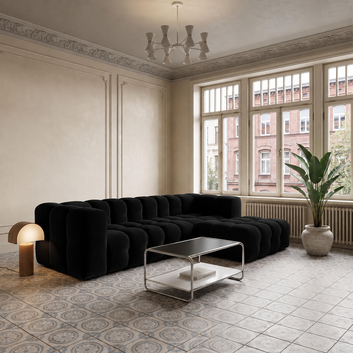 BALOO L Ecksofa, Tiffany 20, Schwarz