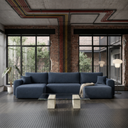 Ecksofa CAPRI U Wohnlandschaft mit Schlaffunktion Bettkasten Marineblau Universall (Neve 74)