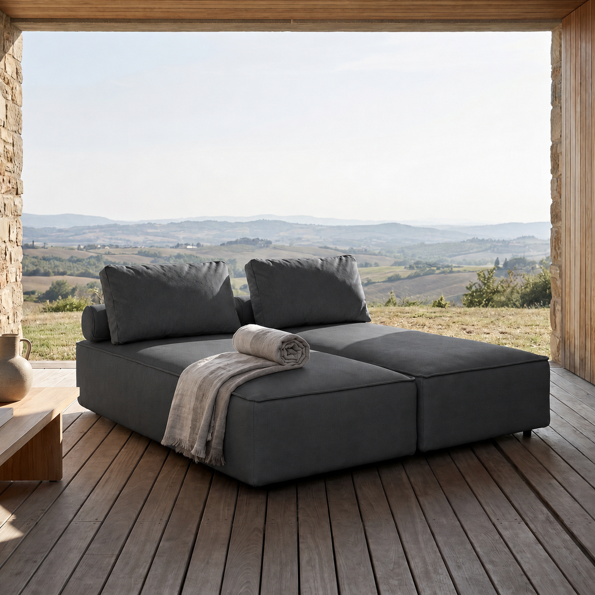 PATIO Doppel Chaiselongue luxuriös Garten bequem für den Außenbereich, Anthrazit
