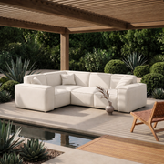 PATIO Gartenecksofa Ecksofa Garten 246 cm groß komfortabel wetterfest, Hellbeige - Ice