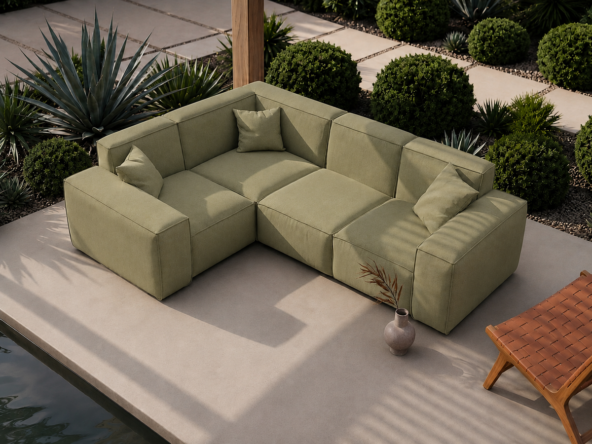 PATIO Gartenecksofa Ecksofa Garten 246 cm groß komfortabel wetterfest, Hellgrün - Lima