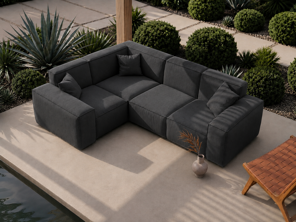 PATIO Gartenecksofa Ecksofa Garten 246 cm groß komfortabel wetterfest, Anthrazit Dunkelgrau