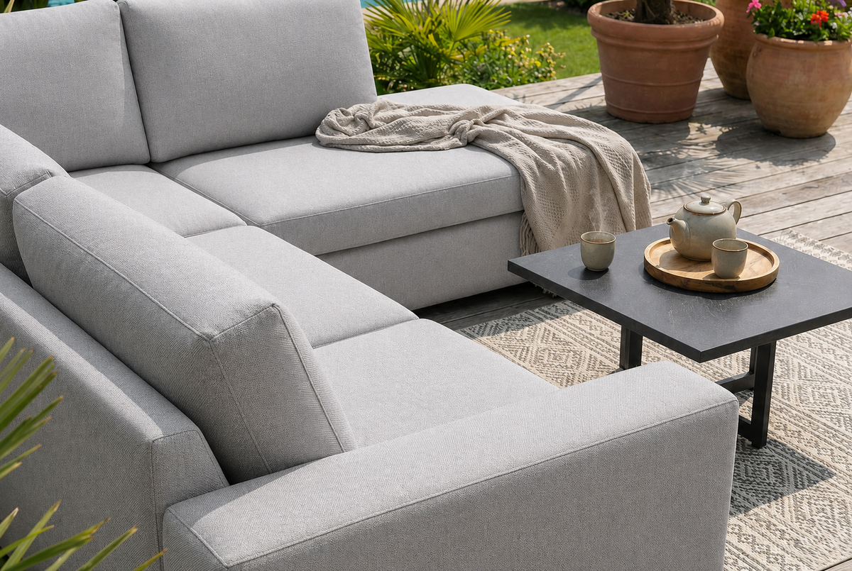 BORIS Outdoor Ecksofa GARTEN wetterfest komfortabel GRAU 265 cm Gartenecksofa