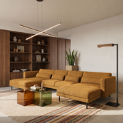 Ecksofa DANI U – Großes Wohnlandschaft Familiensofa in U-Form, bequeme Couch für Wohnzimmer mit Cordstoff POSO, Senfgelb Poso