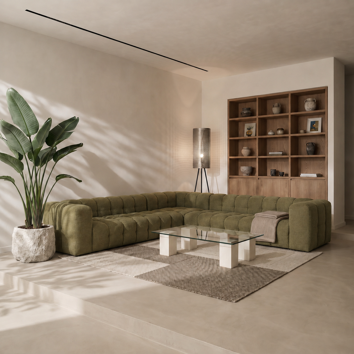 BALOO CORNER Ecksofa 330x330 cm, Moly 38, Grün