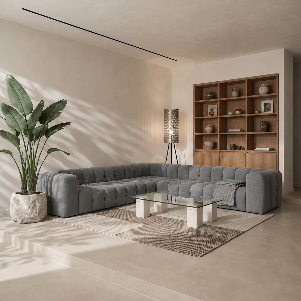 BALOO CORNER Ecksofa 330x330 cm, Tiffany 16, Grau