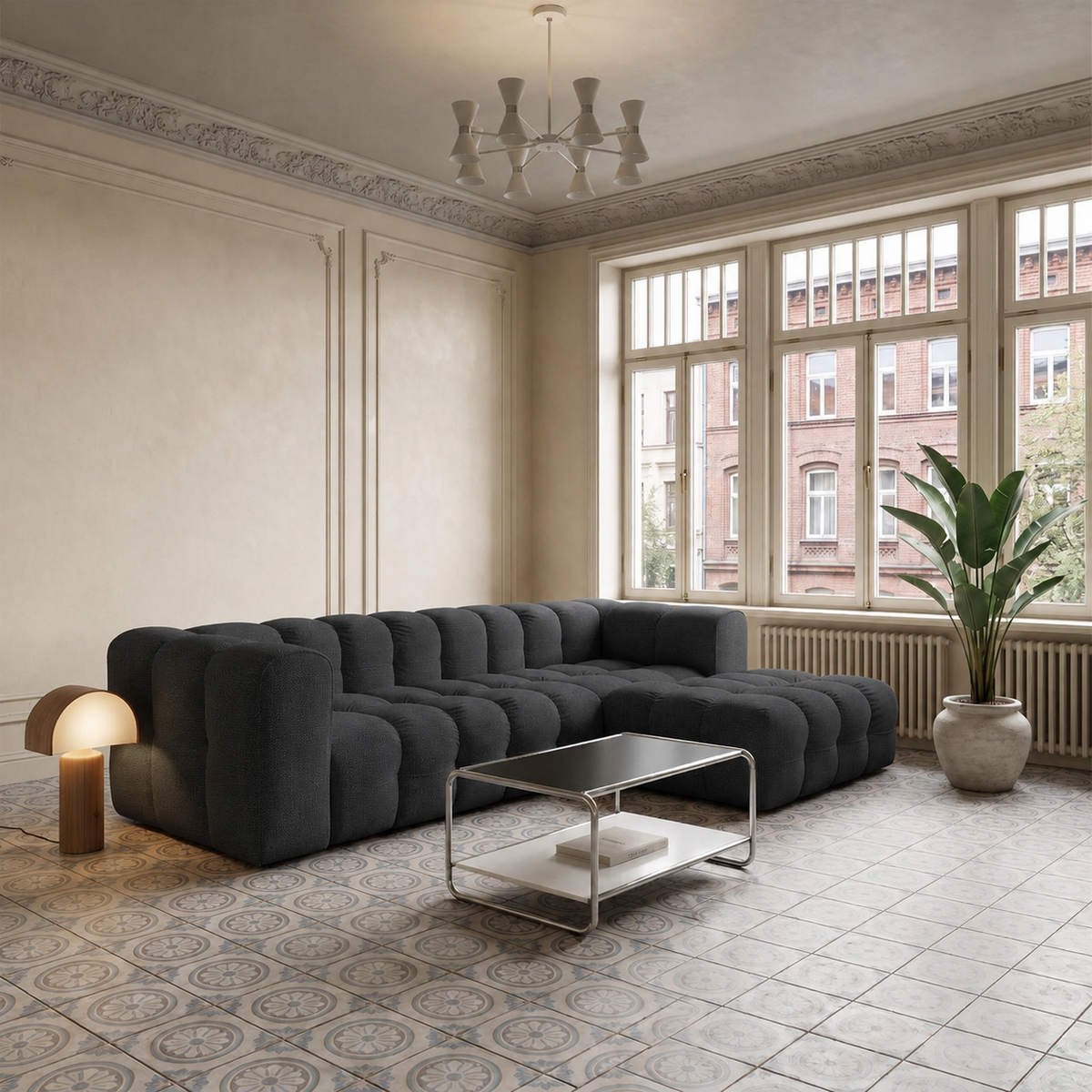 BALOO L Ecksofa, Moly 97, Anthrazit