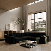 Ecksofa LUGA CORNER 250x250 cm - Symmetrisch, Stilvolle Knöpfe, HR-Schaum & Stoff Velvet Opera, Schwarz