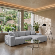 LUGA L Ecksofa in Grau, Stoff Opera