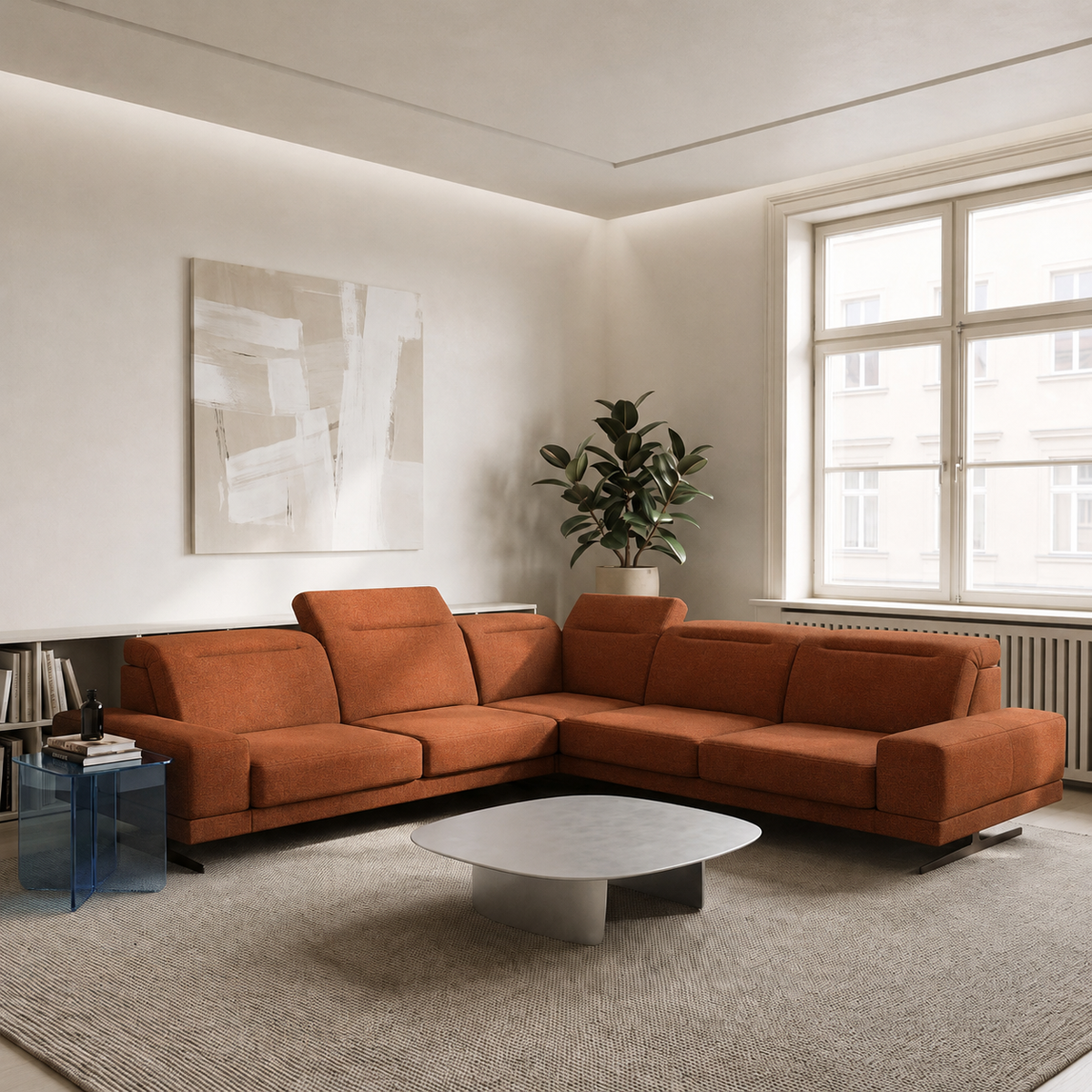 FIORE MAX Ecksofa in Ziegel Orange, Moly 54