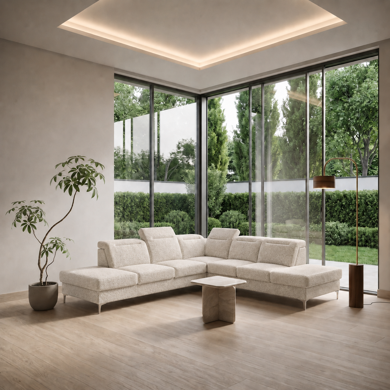 OSLO MAX Ecksofa in Beige, Stoff Moly 02