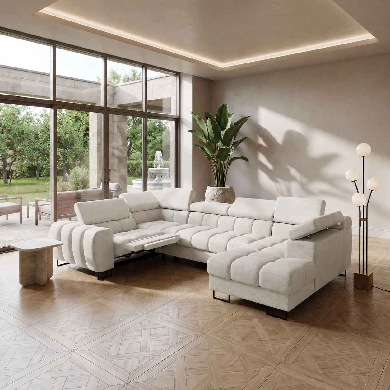 ASPEN MAX II RELAX U-Sofa in Creme, Stoff Gemma 01