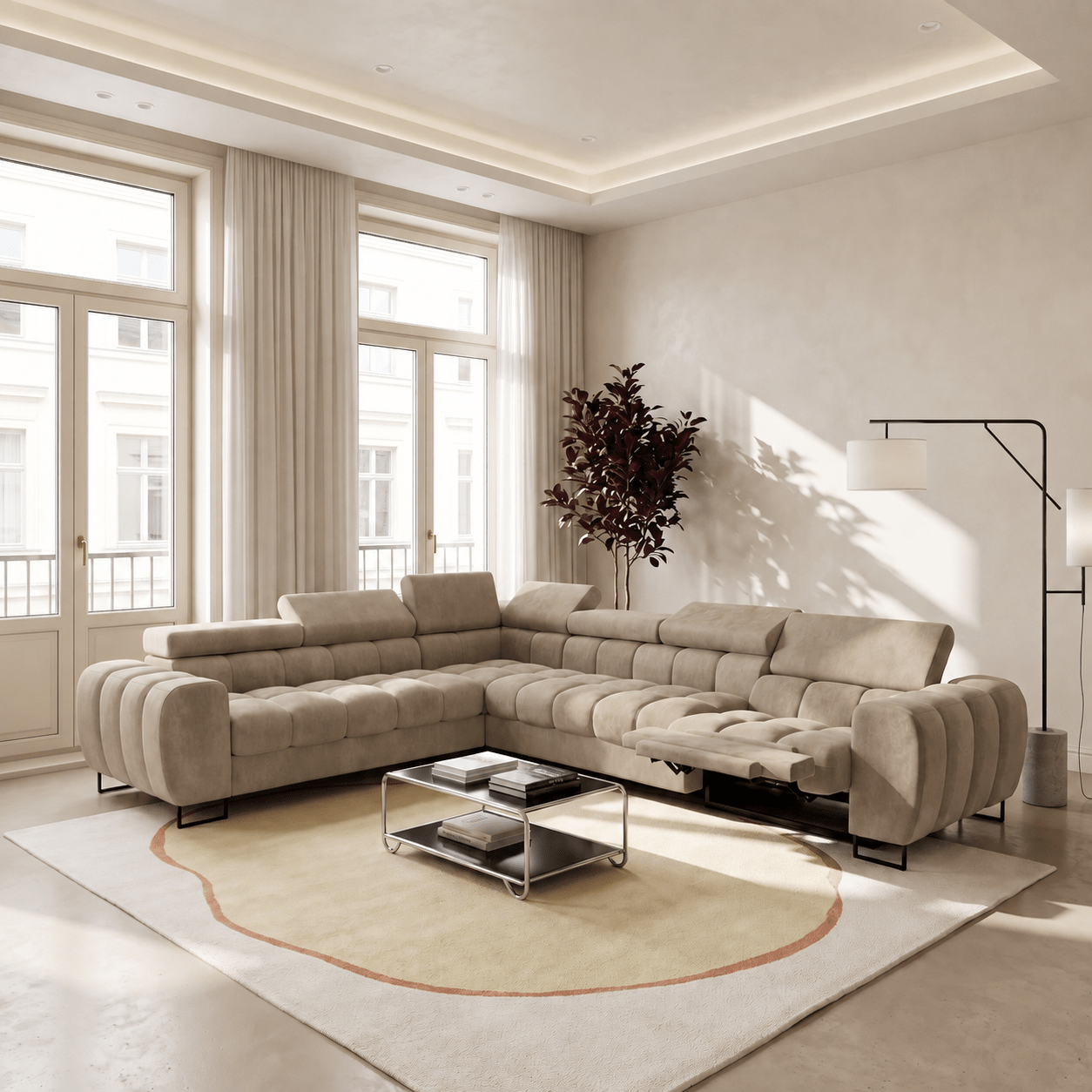 ASPEN MAX RELAX Ecksofa in Beige, Stoff Terra 13