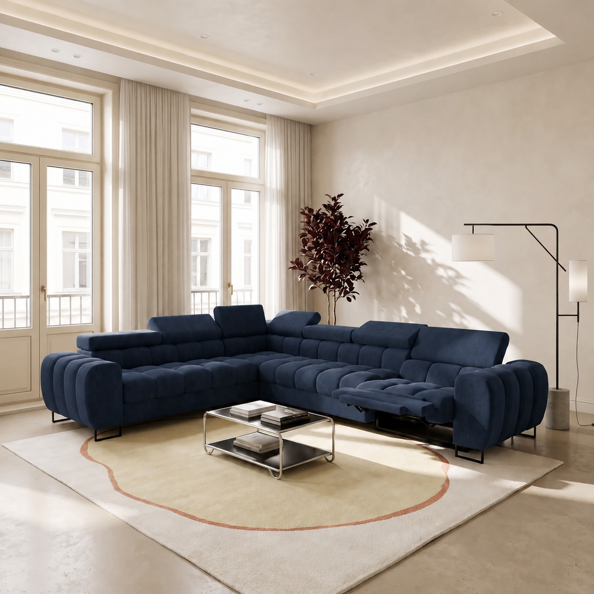ASPEN MAX RELAX Ecksofa in Blau, Stoff Terra 76