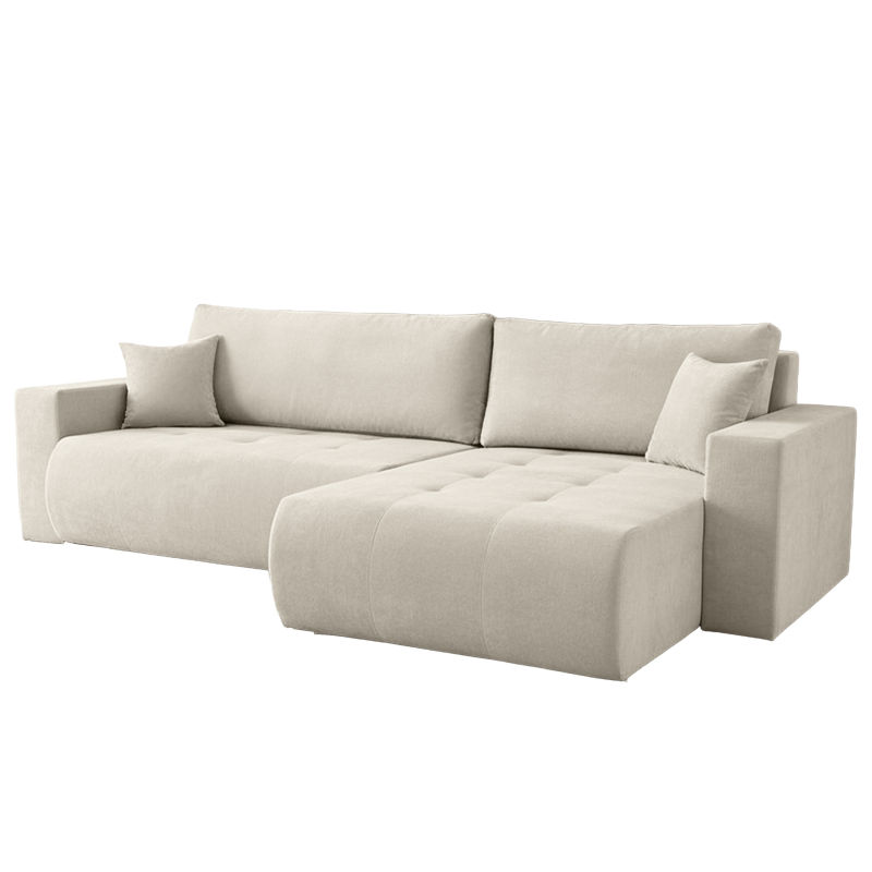 Ecksofa KORA – Modernes, komfortables Sofa mit Schlaffunktion und Stauraum für Wohnzimmer - Olivgrün (Wind 34)