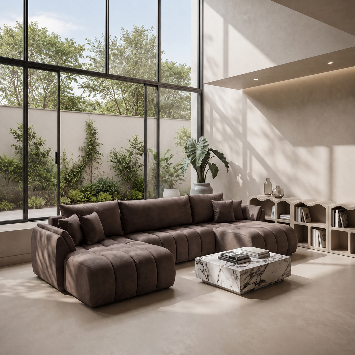OTI U Ecksofa, Monolith 15, Braun