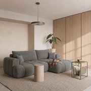 Ecksofa TREVIO L-Form mit Schlaffunktion und Bettkasten, Wolken-Design - Dunkelgrau, Stoff Cremona 93