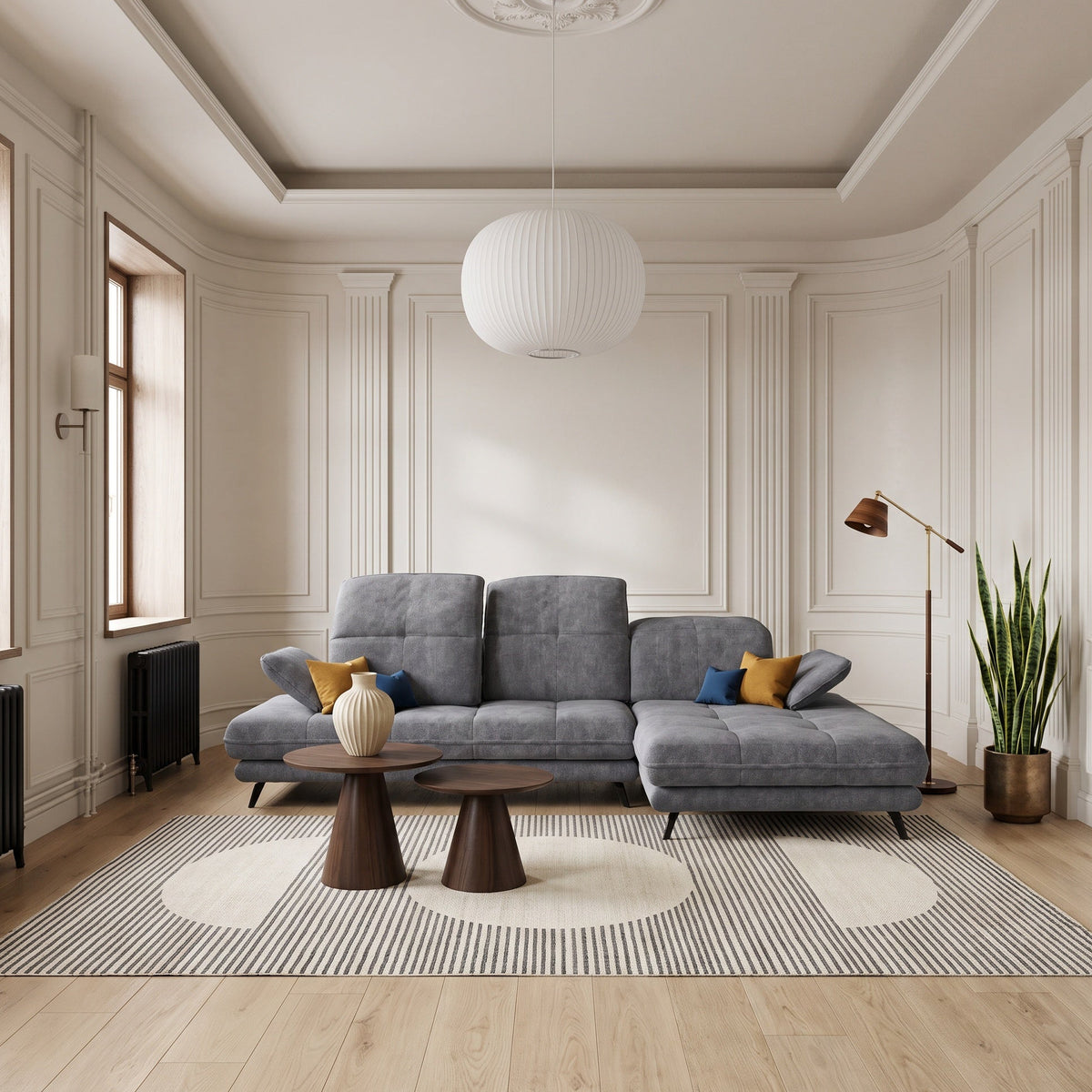 VERDE Ecksofa in Dunkelgrau, Terra 92