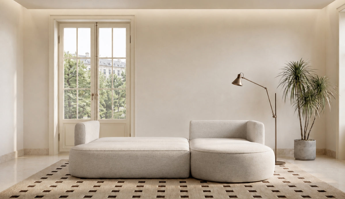 Ecksofa FIORE mit Schlaffunktion und Bettkasten Hellgrau (Modesto 481)