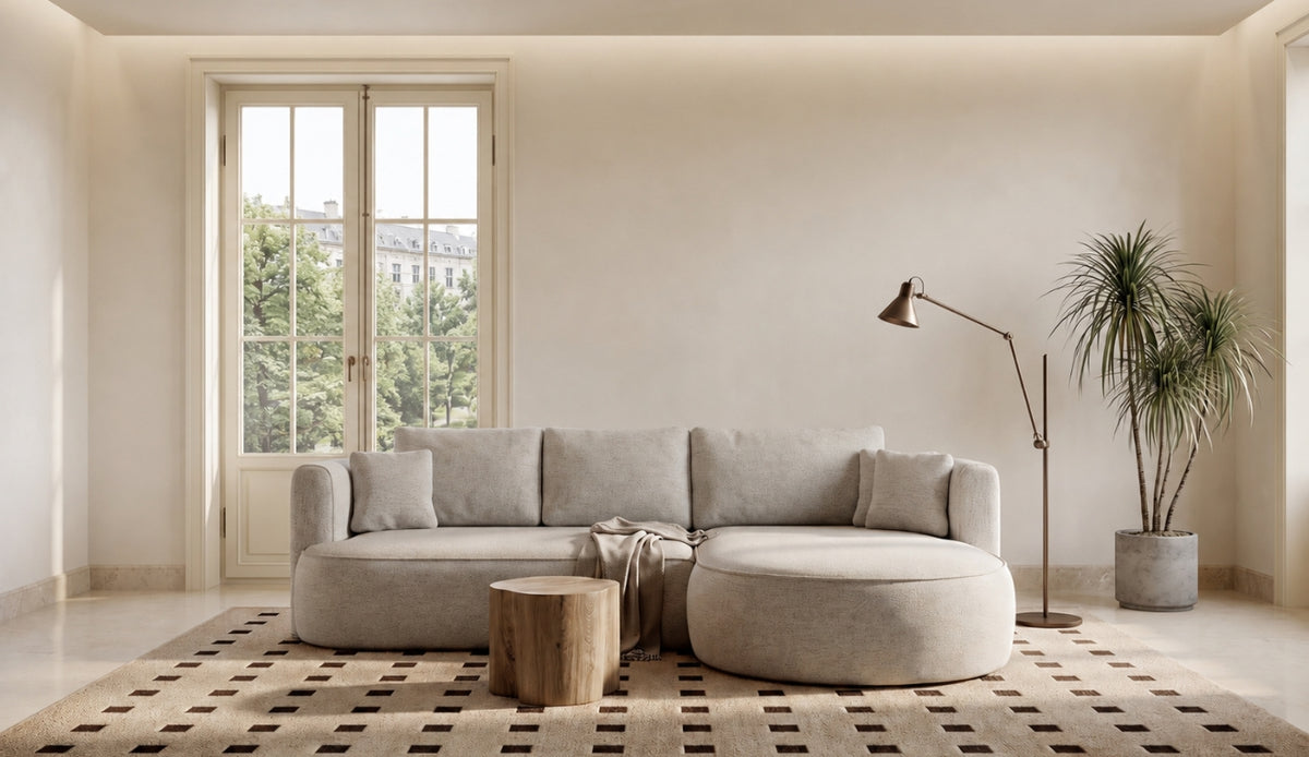 Ecksofa FIORE mit Schlaffunktion und Bettkasten Hellgrau (Modesto 481)