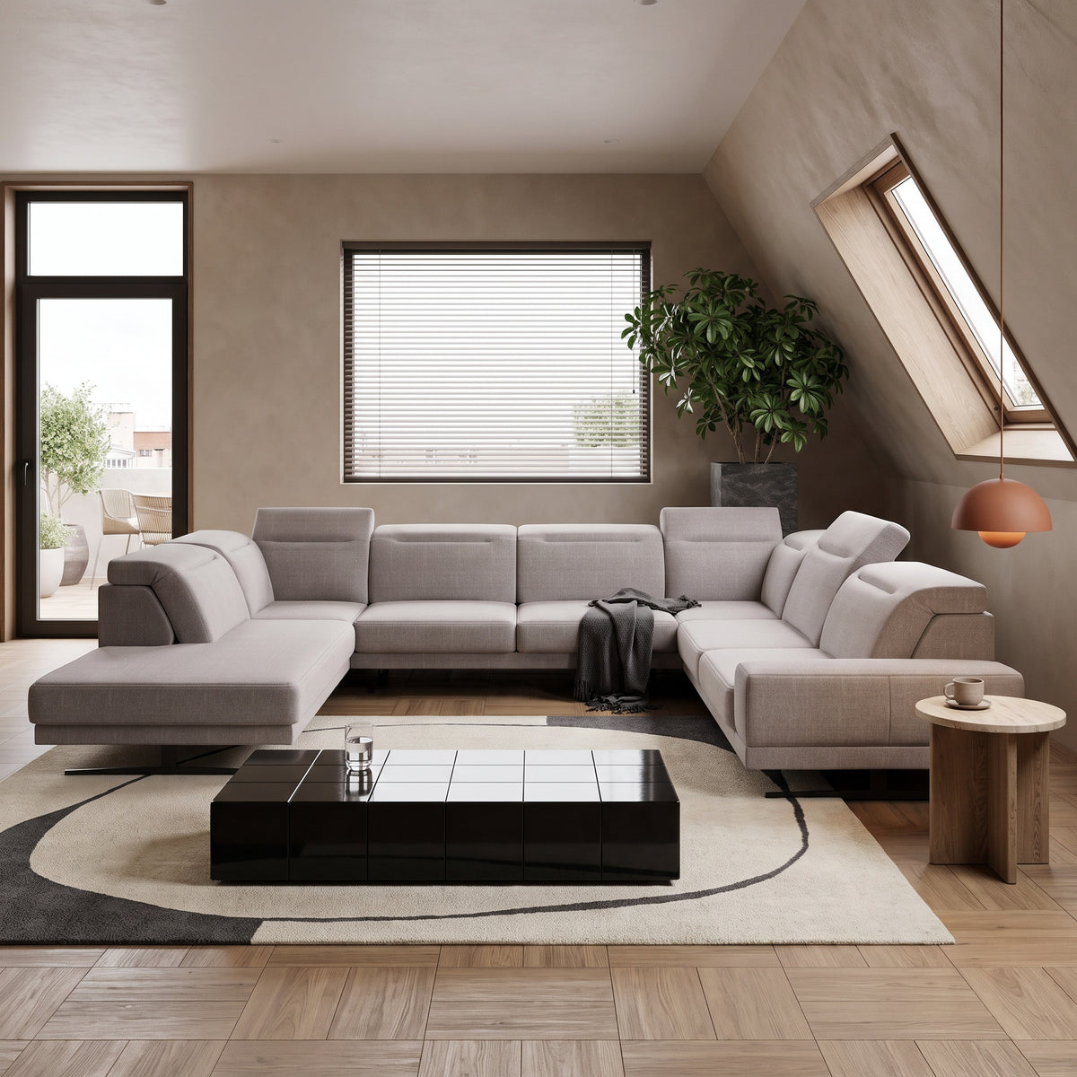 FIORE MAX I Ecksofa in Hellgrau, Gemma 80