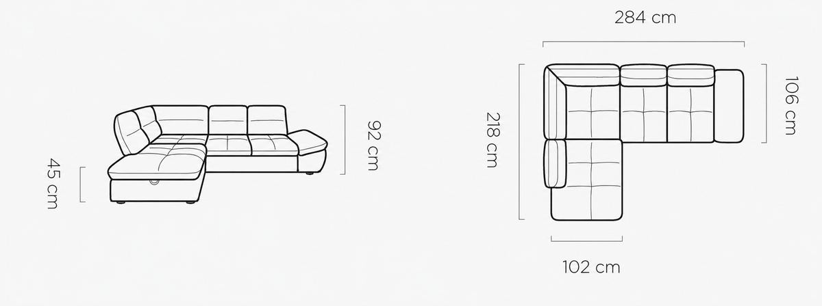 Ecksofa GALIANO L mit Schlaffunktion, Bettkasten & verstellbarer Rückenlehne – Komfort & Design vereint - Weiß-Schwarz (Puente 06)