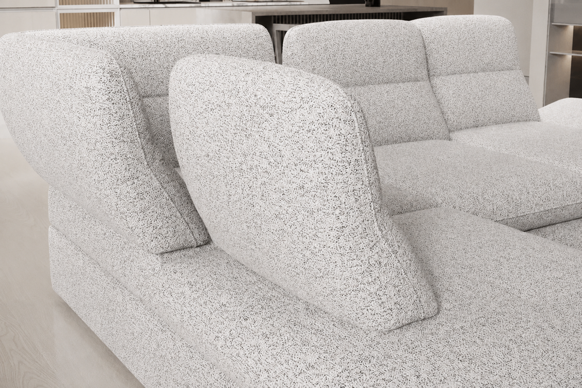 Ecksofa GALIANO L mit Schlaffunktion, Bettkasten & verstellbarer Rückenlehne – Komfort & Design vereint - Weiß-Schwarz (Puente 06)