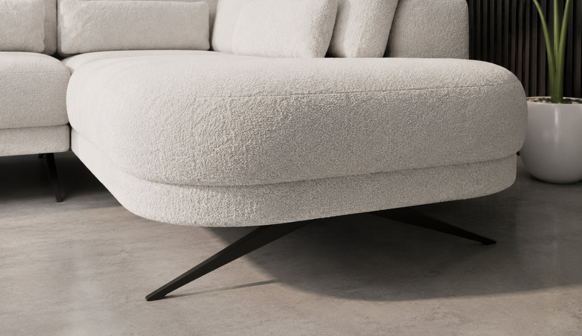 Ecksofa ILUSIO L Relaxfunktion Elektrisch verstellbare Sitztiefe Beige Bouclé (Quelle 06)