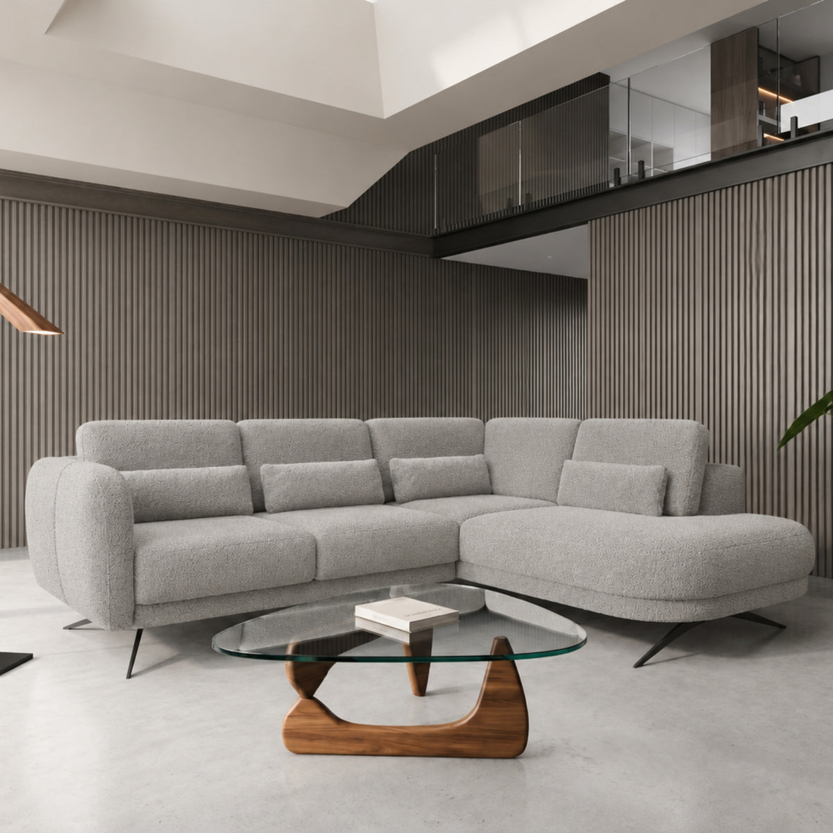 Ecksofa ILUSIO L Elektrisch verstellbare Sitztiefe Relaxfunktion - Grau (Quelle 83)
