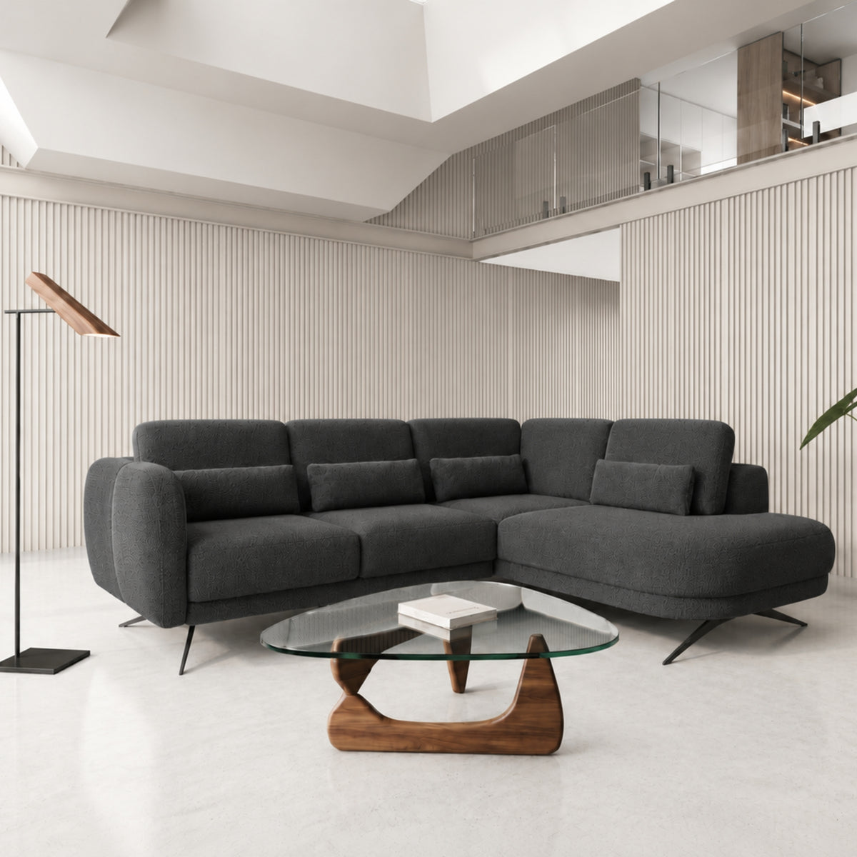 ILUSIO L Ecksofa Elektrisch verstellbare Sitztiefe Relaxfunktion Dunkelgrau (Quelle 92)
