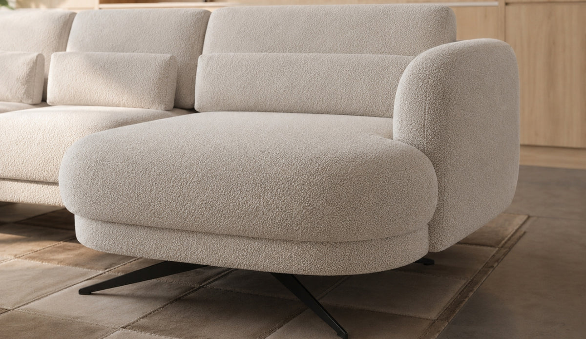 Ecksofa ILUSIO XL verstellbare Sitztiefe Elektrisch Relaxfunktion Beige Bouclé (Quelle 06)
