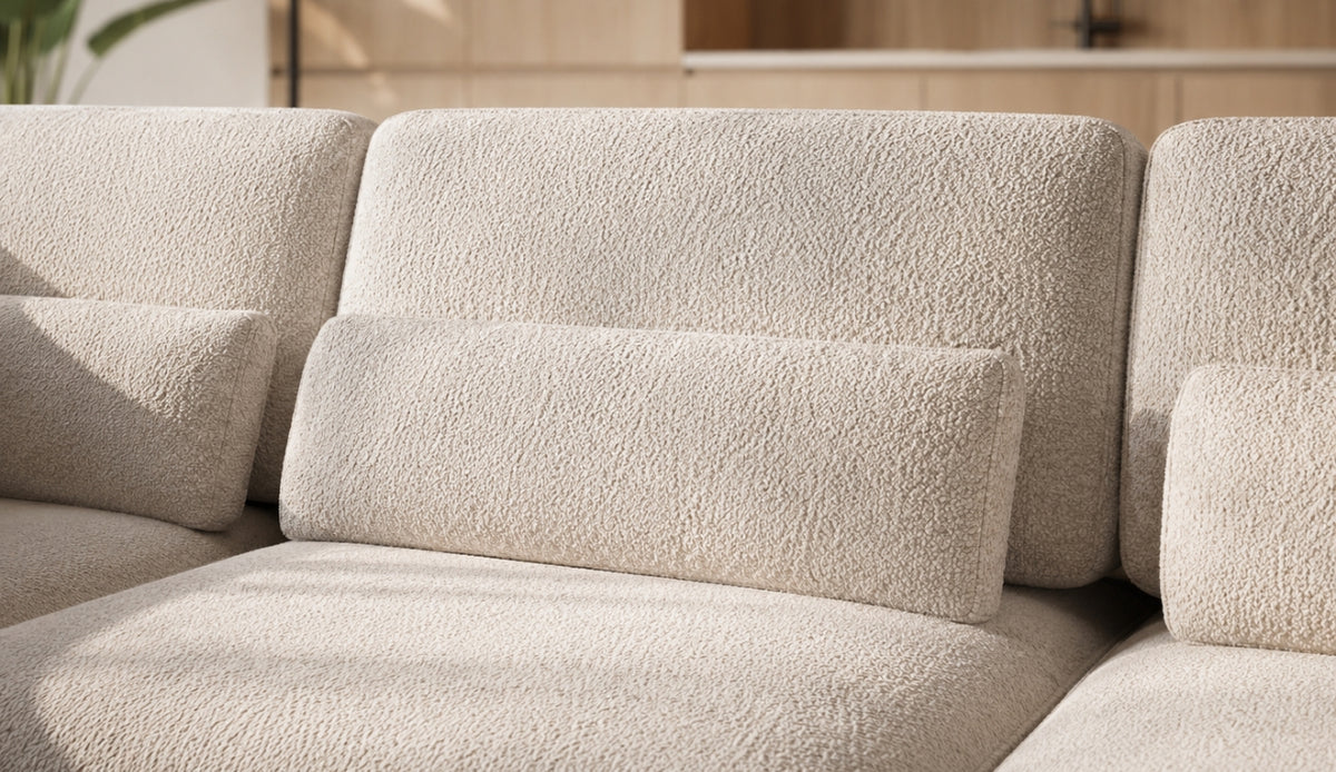 Ecksofa ILUSIO XL verstellbare Sitztiefe Elektrisch Relaxfunktion Weiß Bouclé (Quelle 01)