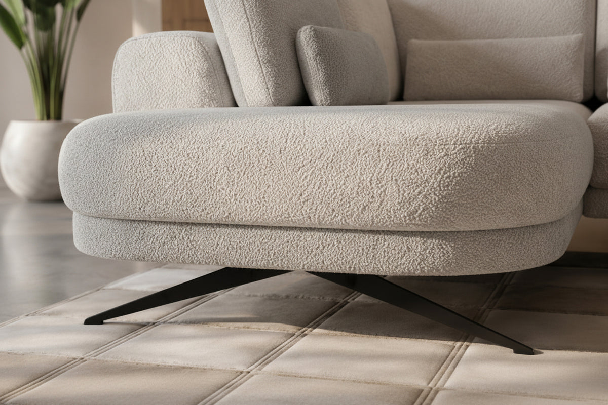 Ecksofa ILUSIO XL Relaxfunktion verstellbare Sitztiefe Elektrisch Hellgrau Bouclé (Quelle 83)