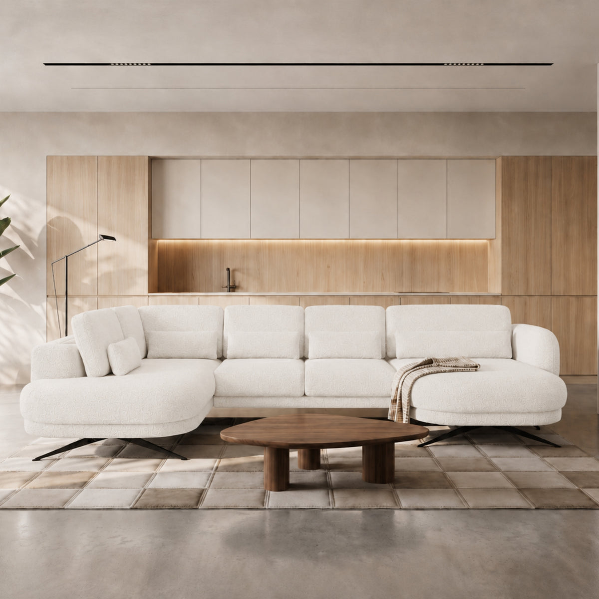 Ecksofa ILUSIO XL verstellbare Sitztiefe Elektrisch Relaxfunktion Weiß Bouclé (Quelle 01)