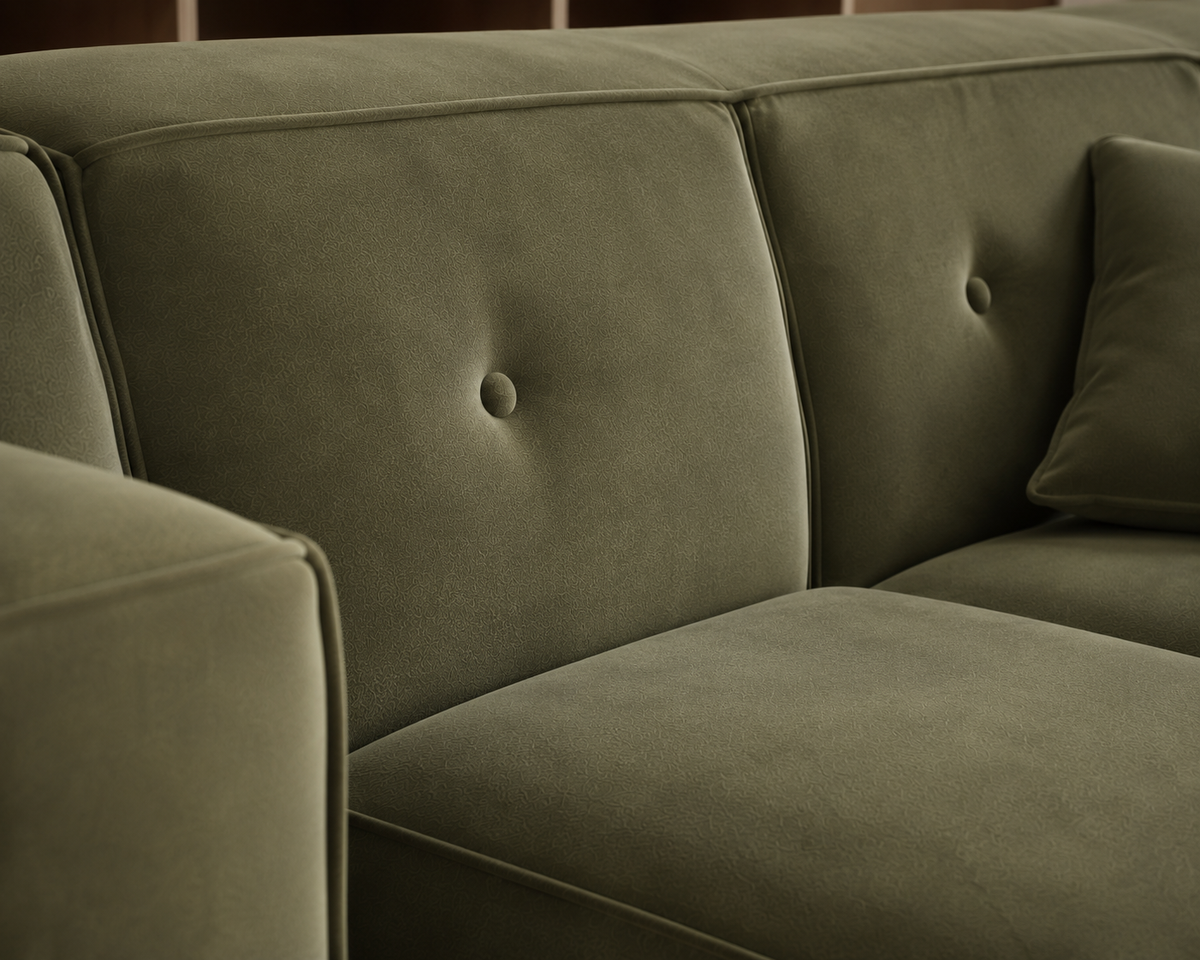 Ecksofa LUGA CORNER 250x250 cm - Symmetrisch, Stilvolle Knöpfe, HR-Schaum & Chenille Stoff, Rostfarbe (Perfect Harmony 52)