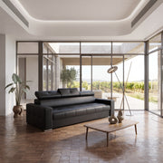 Ledersofa MARGO III Leder Couch verstellbare Kopfstützen 273 cm - Schwarz