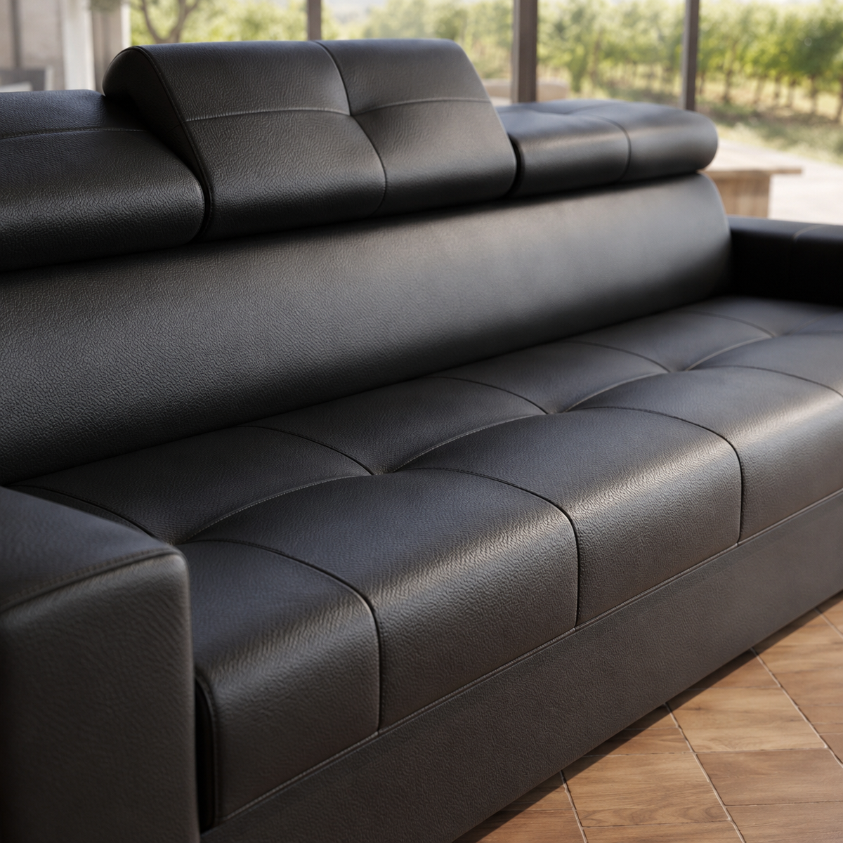 Ledersofa MARGO III Leder Couch verstellbare Kopfstützen 273 cm - Weiß