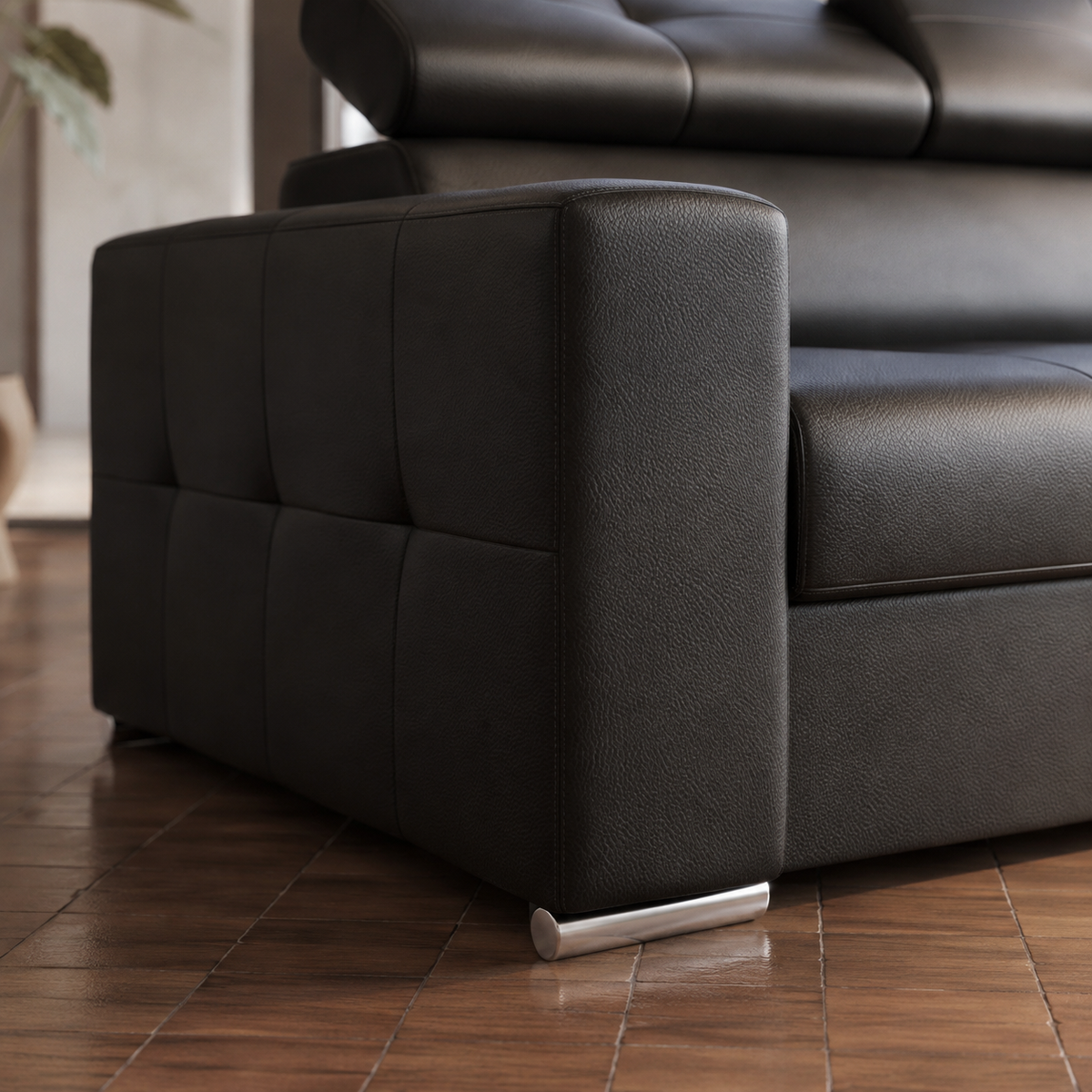 Ledersofa MARGO III Leder Couch verstellbare Kopfstützen 273 cm - Weiß