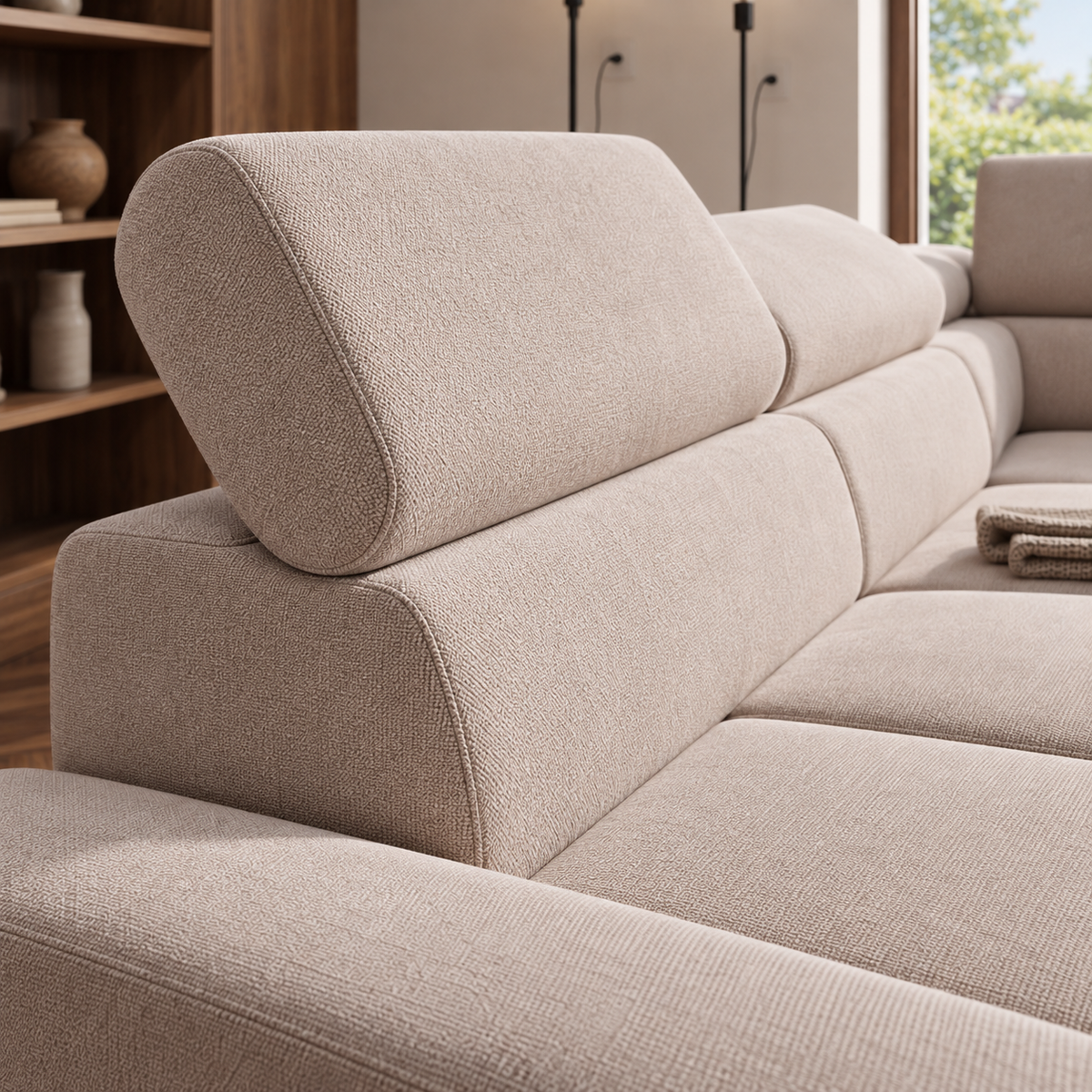 Milano Max Ecksofa 270x270 cm – Modernes Ecksofa mit verstellbaren Kopfstützen, Echtleder K-23 - Dunkelgrau