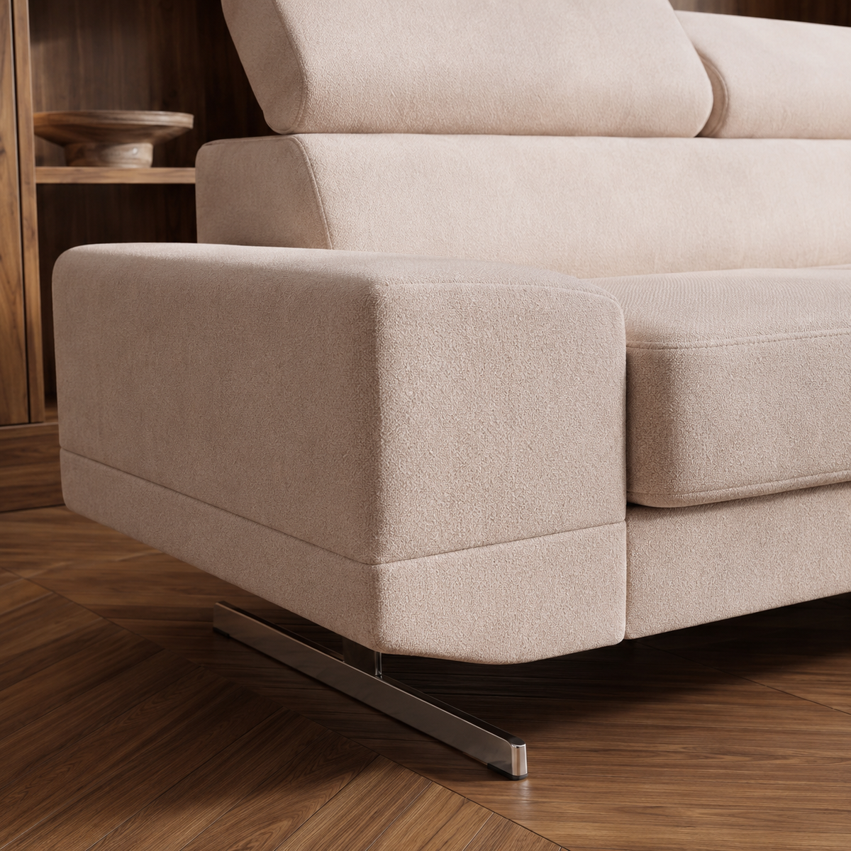 Milano Max Ecksofa 270x270 cm – Modernes Ecksofa mit verstellbaren Kopfstützen, Echtleder K-23 - Dunkelgrau