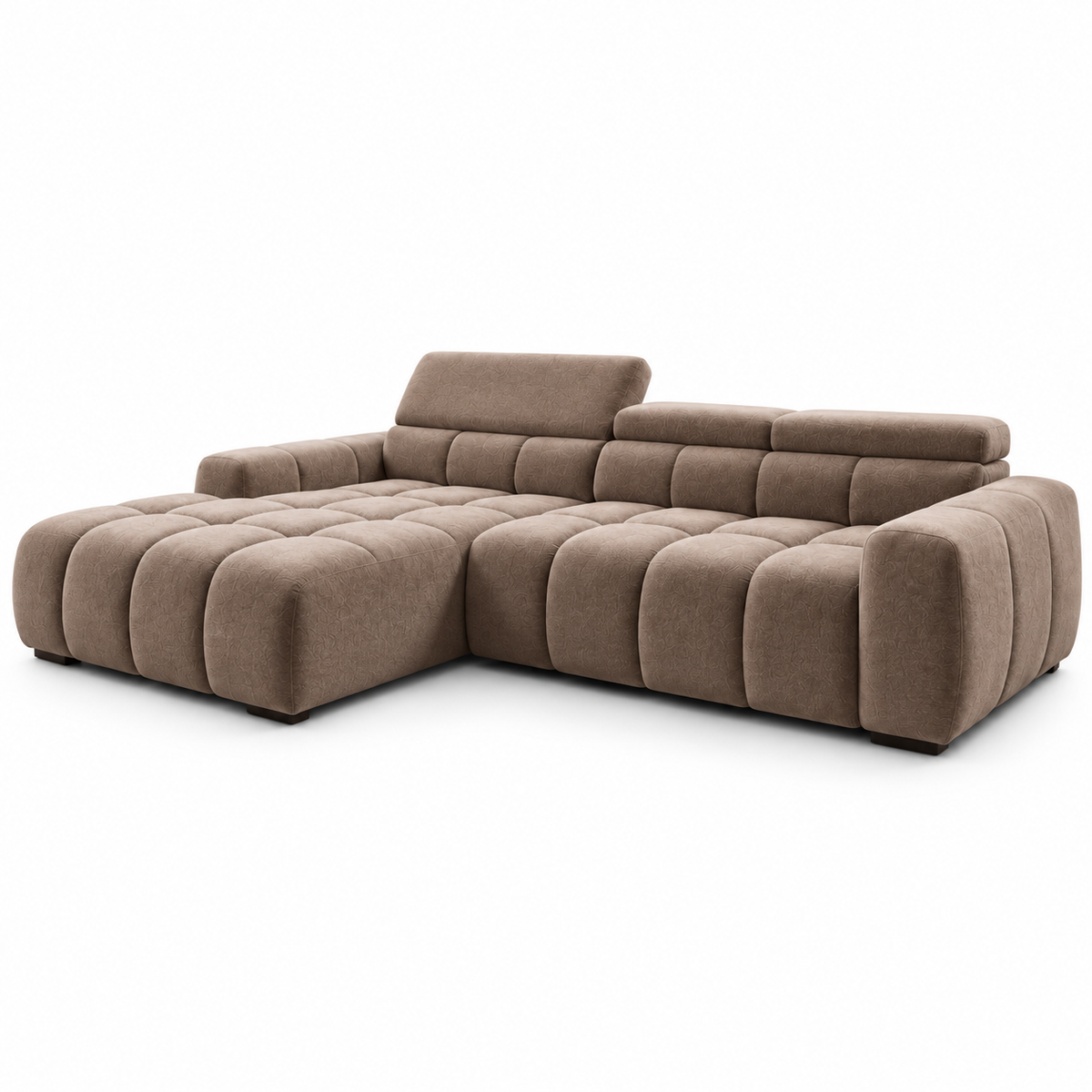 BULL S Ecksofa mit elektrischer Sitztiefenverstellung und Relaxfunktion – modernes Ecksofa 285 cm, Stoff Salvador 03, Dunkelbeige